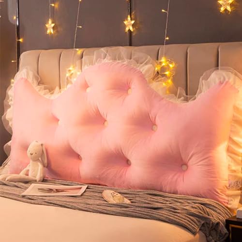 Wedge Headboard Pillow Large Back Support Pillow for Sitting Up In Bed Daybed Bolster Backrest Cushion(Light pink,2.0m) von Generic
