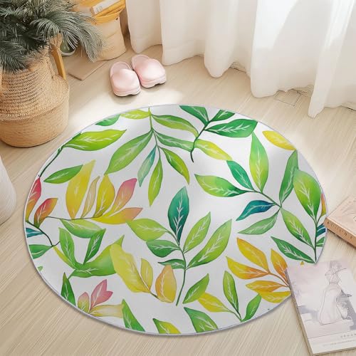 Weich Teppich Rund 180 cm Natur Blätter Laub, Waschbar rutschfest Wohnzimmerteppich Robuster Flauschiger Rund Teppiche Grün Bedruckt Teppich Für Küchen Esszimmer Schlafzimmer Weich Teppich Rund 180 cm Natur Blätter Laub, Waschbar rutschfest Wohnzimmerteppich Robuster Flauschiger Rund Teppiche Grün Bedruckt Teppich Für Küchen Esszimmer Schlafzimmer von Generic