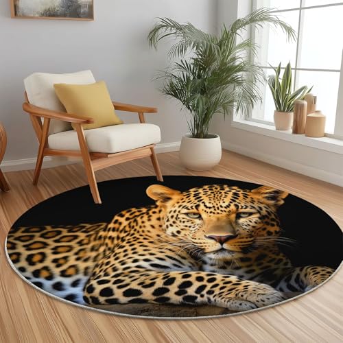 Weich Teppich Rund 60 cm Natur Gepard Leopardenmuster, Waschbar rutschfest Wohnzimmerteppich Robuster Flauschiger Rund Teppiche Gelb Bedruckt Teppich Für Küchen Esszimmer Schlafzimmer Weich Teppich Rund 60 cm Natur Gepard Leopardenmuster, Waschbar rutschfest Wohnzimmerteppich Robuster Flauschiger Rund Teppiche Gelb Bedruckt Teppich Für Küchen Esszimmer Schlafzimmer von Generic