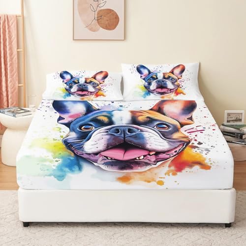 Weiche Atmungsaktivem Bunt Bedruckte Spannbettlaken Bis 30 cm Hohe Matratzen Tiefe Tasche Microfaser Motiv Glückliche Aquarell-Bulldogge Spannbetttuch 140 x 200 cm Mikrofaser Spannbetttuch Weiche Atmungsaktivem Bunt Bedruckte Spannbettlaken Bis 30 cm Hohe Matratzen Tiefe Tasche Microfaser Motiv Glückliche Aquarell-Bulldogge Spannbetttuch 140 x 200 cm Mikrofaser Spannbetttuch von Generic