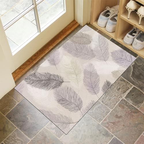 Weiche Linien Schmutzfangmatte Innen 45 X 75 cm, Minimalistischer Stil Fußmatte Innen, rutschfeste Fußmatte Waschbar, Eingangsteppich, Sauberlaufmatte Saugstarke,Türmatte Für Eingang (Hellbeige) von Generic