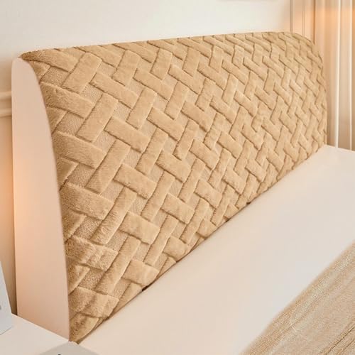 Weicher Stretch-Bettkopfteil-Schonbezug, Dicker, staubdichter Schutzbezug, passend für Twin, Full, Queen und King Size, Betten, dekorativer Schlafzimmermöbelbezug(Khaki,220cm) von Generic