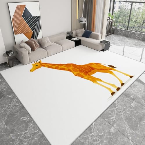 Weicher Teppich mit Minimalismus Niedlich Tier Giraffe Gedrucktes Muster, 120 x 170 cm Waschbarer Creme Teppich für Wohnzimmer mit Anti-Rutsch-Unterseite - pflegeleicht Weicher Teppich mit Minimalismus Niedlich Tier Giraffe Gedrucktes Muster, 120 x 170 cm Waschbarer Creme Teppich für Wohnzimmer mit Anti-Rutsch-Unterseite - pflegeleicht von Generic