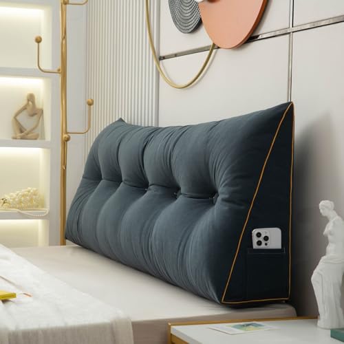 Weiches dreieckiges Bettkeilkissen, Dekorativ für, Ergonomie Rückenlehne Wandkissen gemütliches, großes Rückenkissen für Bett/Sofa/Tatami(Blue,150cm) von Generic
