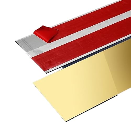 Weichsockelleiste Selbstklebend,Weichsockelleiste 3,0 Meter/Rolle Wandaufkleberstreifen Spiegel/Pinsel Edelstahl Flach Selbstklebende Dekoration(10cm gold,3.0m mirror) von Generic