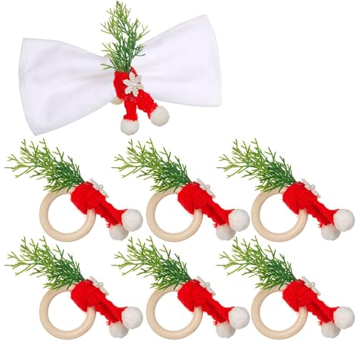 Weihnachten Serviettenringe Set 6 Stück Serviettenringe Weihnachten Serviettenringe Handgemachte Serviettenringe Set mit 6 Tannennadeln Schals für Weihnachtsmützen zur Dekoration Weihnachten Serviettenringe Set 6 Stück Serviettenringe Weihnachten Serviettenringe Handgemachte Serviettenringe Set mit 6 Tannennadeln Schals für Weihnachtsmützen zur Dekoration von Generic