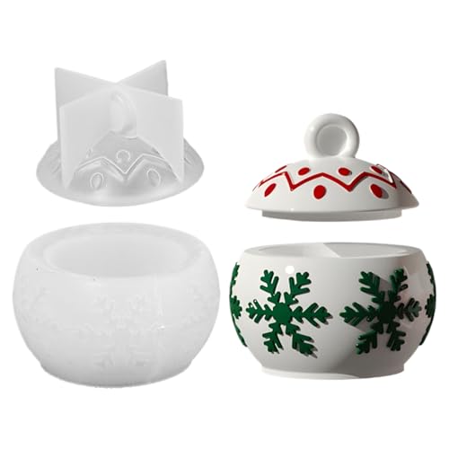 Weihnachten aus Silikon mit Deckel | Süßigkeitenbehälter mit Schneeflocken-Design, wiederverwendbar für Kerzenhalter, Schmuckbox, Display für Zuhause Weihnachten aus Silikon mit Deckel | Süßigkeitenbehälter mit Schneeflocken-Design, wiederverwendbar für Kerzenhalter, Schmuckbox, Display für Zuhause von Generic