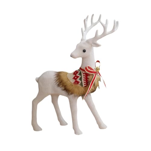 Weihnachts-Hirsch-Skulptur, Weihnachts-Elch-Statue, Geschenk, Weihnachts-Elch-Figur, weißer Weihnachtshirsch für Zuhause, Regal, Party, Büro, Rückblick Elch von Generic