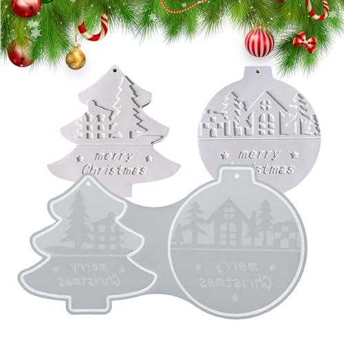 Weihnachts Silikonform - Weihnachtskugel Ornament Form - 2 Fächer Silikon Deko Herstellung Form für Anfänger Profis Erwachsene Zuhause Studio von Generic