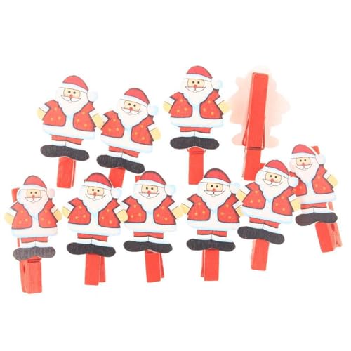 Weihnachts-Wäscheklammern – 10pcs niedliche kleine hölzerne Anstecknadeln | Festliche Büroklammern, langlebige Weihnachts-Accessoires für Weihnachtsbasteln, Fotos und Bildshow | Weihnachtsschmuck von Generic