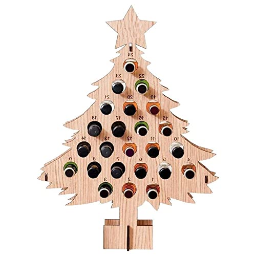 Weihnachtsbaum Adventskalender Weinhalter, Weihnachten Holz Personalisierte Countdown Adventskalender Weinregal, Countdown Bierflaschenhalter für Party Heimdekoration von Generic