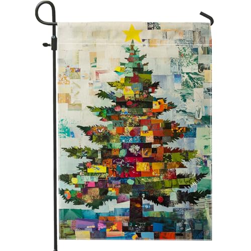 Weihnachtsbaum-Gartenflagge, bunte Patchwork-Dekor-Flaggen, doppelseitige Jute-Hofflagge für Winterurlaub, festliches Outdoor-Schild, Terrasse, Rasen-Dekoration, 30,5 x 45,7 cm Weihnachtsbaum-Gartenflagge, bunte Patchwork-Dekor-Flaggen, doppelseitige Jute-Hofflagge für Winterurlaub, festliches Outdoor-Schild, Terrasse, Rasen-Dekoration, 30,5 x 45,7 cm von Generic