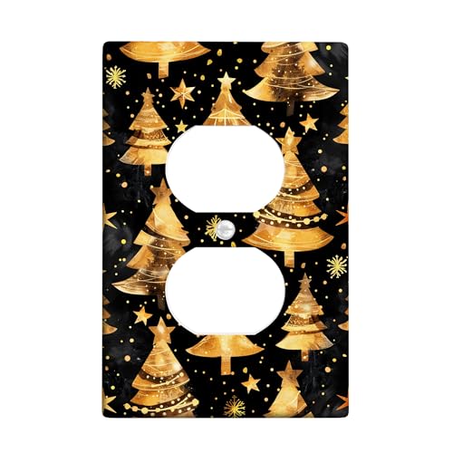 Weihnachtsbaum-Lichtschalter-Abdeckplatte/Steckdosenabdeckungen, goldfarben und schwarz, Weihnachtsdekoration, thermoplastische Wandplatten, Standardgröße, Einzel-Duplex-Steckdose Weihnachtsbaum-Lichtschalter-Abdeckplatte/Steckdosenabdeckungen, goldfarben und schwarz, Weihnachtsdekoration, thermoplastische Wandplatten, Standardgröße, Einzel-Duplex-Steckdose von Generic