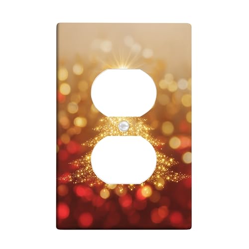 Weihnachtsbaum-Lichtschalter-Abdeckplatte/Steckdosenabdeckungen, goldfarbener Glitzer, Urlaubsdekoration, thermoplastische Wandplatten, Standardgröße, Einzel-Duplex-Steckdose Weihnachtsbaum-Lichtschalter-Abdeckplatte/Steckdosenabdeckungen, goldfarbener Glitzer, Urlaubsdekoration, thermoplastische Wandplatten, Standardgröße, Einzel-Duplex-Steckdose von Generic