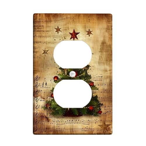 Weihnachtsbaum-Lichtschalter-Abdeckplatten/Steckdosenabdeckungen, Vintage-Gold, Musiknoten-Design, Thermoplastische Wandplatten, Standardgröße, Einzel-Duplex-Steckdose Weihnachtsbaum-Lichtschalter-Abdeckplatten/Steckdosenabdeckungen, Vintage-Gold, Musiknoten-Design, Thermoplastische Wandplatten, Standardgröße, Einzel-Duplex-Steckdose von Generic