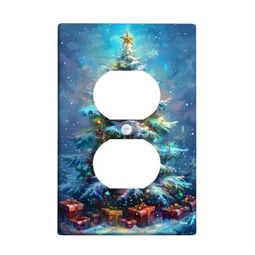 Weihnachtsbaum-Lichtschalter-Abdeckplatten/Steckdosenabdeckungen, bunte Urlaubsdekoration für Wandakzente, thermoplastische Wandplatten, Standardgröße, Einzel-Duplex-Steckdose Weihnachtsbaum-Lichtschalter-Abdeckplatten/Steckdosenabdeckungen, bunte Urlaubsdekoration für Wandakzente, thermoplastische Wandplatten, Standardgröße, Einzel-Duplex-Steckdose von Generic