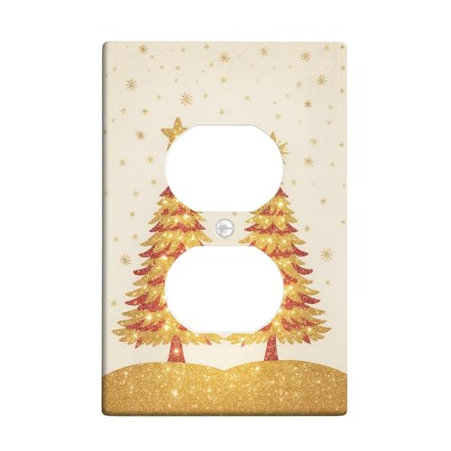 Weihnachtsbaum-Lichtschalter-Abdeckplatten/Steckdosenabdeckungen, goldenes Glitzer-Urlaubs-Design für Wanddekoration, Thermoplastische Wandplatten, Standardgröße, Einzel-Duplex-Steckdose Weihnachtsbaum-Lichtschalter-Abdeckplatten/Steckdosenabdeckungen, goldenes Glitzer-Urlaubs-Design für Wanddekoration, Thermoplastische Wandplatten, Standardgröße, Einzel-Duplex-Steckdose von Generic