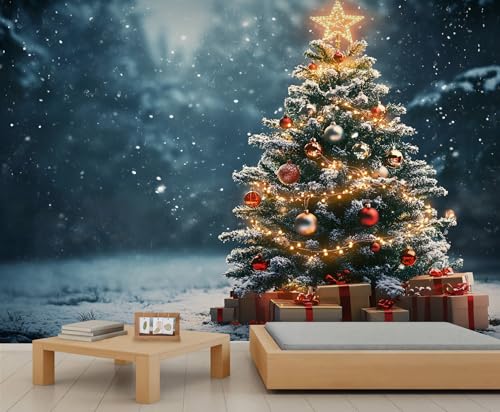 Weihnachtsbaum Wandbild Weihnachts Tapete Verschneiter Wald Wandtapete Dekorative Kugeln Wandpapier für Schlafzimmer Wohnzimmer Raumdekoration Sofa TV Hintergrund Großes Wandgemälde Poster Weihnachtsbaum Wandbild Weihnachts Tapete Verschneiter Wald Wandtapete Dekorative Kugeln Wandpapier für Schlafzimmer Wohnzimmer Raumdekoration Sofa TV Hintergrund Großes Wandgemälde Poster von Generic