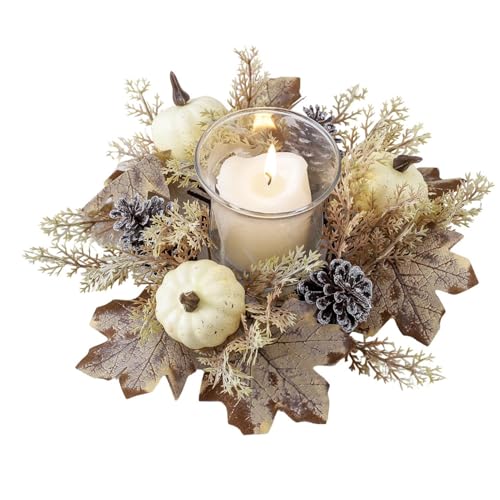Weihnachtskerzenringe – Herbstkranz | Kerzenkranzring | Thanksgiving Künstliche Girlande Deko Kerze Ring | Dekoratives Werkzeug aus robuster Konstruktion für Esstisch von Generic