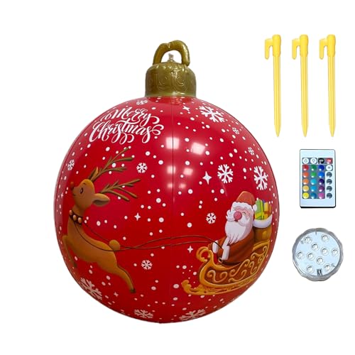 Weihnachtskugel Aufblasbar 61 cm - Kugel Weihnachtsdekoration Für Draußen Mit Licht - 16 Farben Riesige Deko Für Garten Außenbereich Pool Eingangsbereich Vorbau von Generic