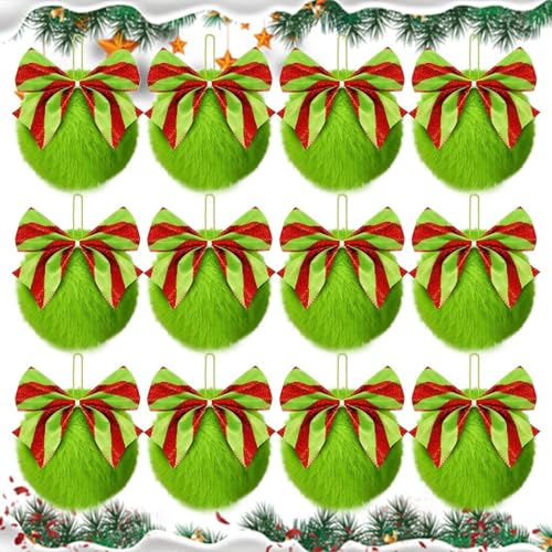 Weihnachtskugeln mit Bommeln – Weihnachtskugeln aus Fell und Filz | Set mit tragbaren Pompons mit künstlichen Quasten, Weihnachtsornamente mit Pompons von Generic