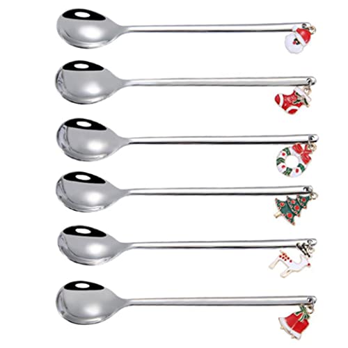 Weihnachtslöffel Set Edelstahl Kaffee -Teelöffel Dessert Mischung Rührer Küchentisch 6pcs Silber von Generic