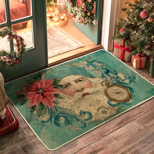 Weihnachtsmann-Fußmatte, Weihnachtsstern-Matte für Weihnachten, Innen- und Außendekoration, Gummi, wasserdicht, rutschfest, staubabsorbierend, leicht zu reinigen, 73,2 x 43,2 cm von Generic