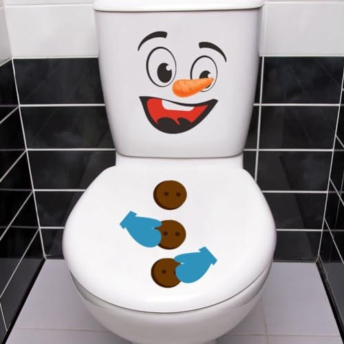 Weihnachtstoilettendeckel Aufkleber Netter Schneemann Wandkleher Schale Und Stick Bad Aufkleber Wasserdichtes PVC -Aufkleber Für Badezimmer Wohnkultur von Generic