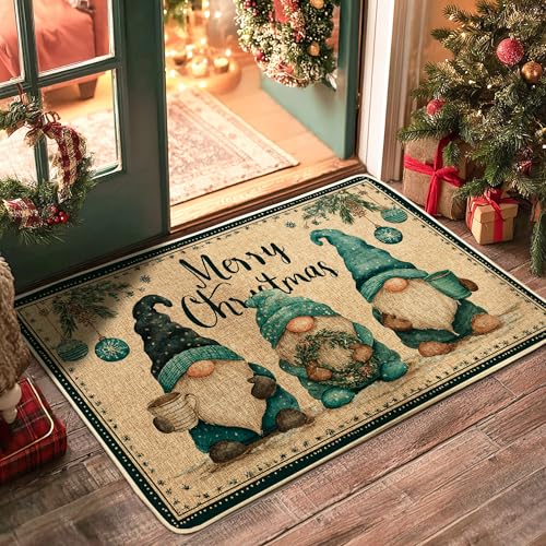 Weihnachtswichtel-Fußmatte, blaugrün, für den Innen- und Außenbereich, festliche, rustikale Dekoration, wasserdicht, rutschfest, staubabsorbierend, leicht zu reinigen, 73 x 43 cm Weihnachtswichtel-Fußmatte, blaugrün, für den Innen- und Außenbereich, festliche, rustikale Dekoration, wasserdicht, rutschfest, staubabsorbierend, leicht zu reinigen, 73 x 43 cm von Generic