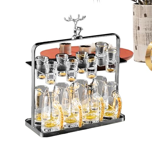 Weinbecherhalter für Schnapsgläser - Umgedrehter Weinglashalter mit Acryl-Tablett | Tassentrockner | Aufsteller mit Hirschkopf Design für von Generic