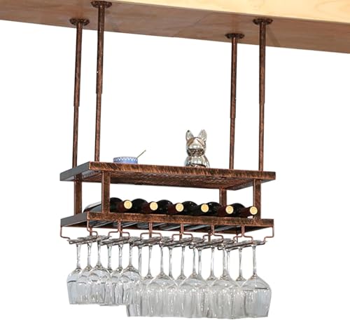 Weinglashalter Metall Weinregal Decke Weinglas Hängegestell Für Home Bar Esszimmer Platzsparendes Flaschenregal Weinglas Trockengestell Mit Großer Kapazität, Bronze, 80x30CM Weinglashalter Metall Weinregal Decke Weinglas Hängegestell Für Home Bar Esszimmer Platzsparendes Flaschenregal Weinglas Trockengestell Mit Großer Kapazität, Bronze, 80x30CM von Generic