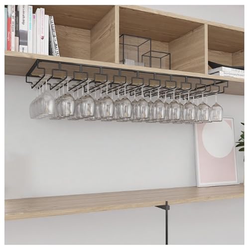 Weinglasregale,Unterschrank-Weinglasregale,Hängende Stielglasregale,Metall-Barschrank-Lagerregale,Umgedrehte Weinglasregale im Industrie-Stil eignen sich für Bars und Küche(Black,110x35cm) von Generic