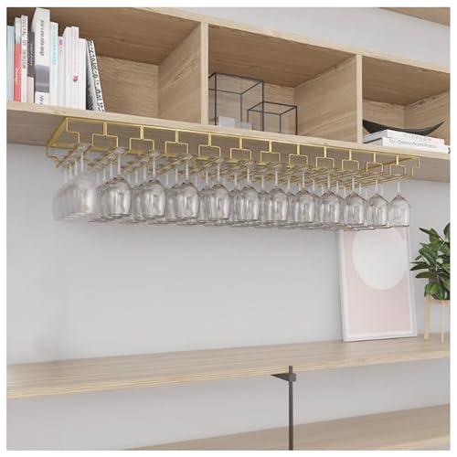 Weinglasregale,Unterschrank-Weinglasregale,Hängende Stielglasregale,Metall-Barschrank-Lagerregale,Umgedrehte Weinglasregale im Industrie-Stil eignen sich für Bars und Küche(Gold,120x35cm) von Generic