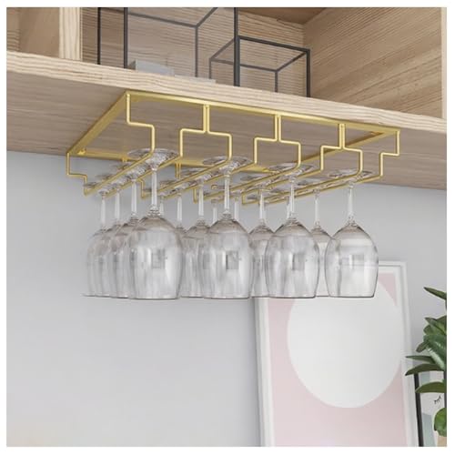 Weinglasregale,Unterschrank-Weinglasregale,Hängende Stielglasregale,Metall-Barschrank-Lagerregale,Umgedrehte Weinglasregale im Industrie-Stil eignen sich für Bars und Küche(Gold,40x35cm) von Generic