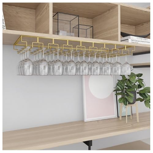 Weinglasregale,Unterschrank-Weinglasregale,Hängende Stielglasregale,Metall-Barschrank-Lagerregale,Umgedrehte Weinglasregale im Industrie-Stil eignen sich für Bars und Küche(Gold,90x35cm) von Generic