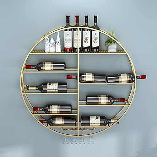 Weinpräsentationsregal Modernes, rundes, an der Wand montiertes Weinpräsentationsregal aus Metall, schwebende Barregale aus Metall, Glasregal, Eisenpräsentationsständer, Weinhalter mit Regal von Generic