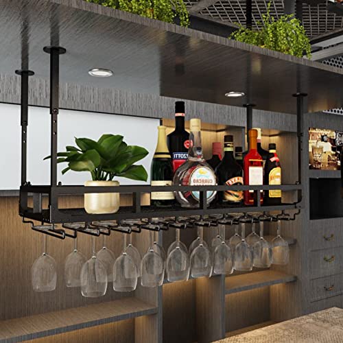 Weinregal Decke Weinglasregal Hängendes Weinglasregal Höhenverstellbarer Schrank Perfekte Decke Weinglasregal für Bar Cafe Küche (Größe : 10 von Generic