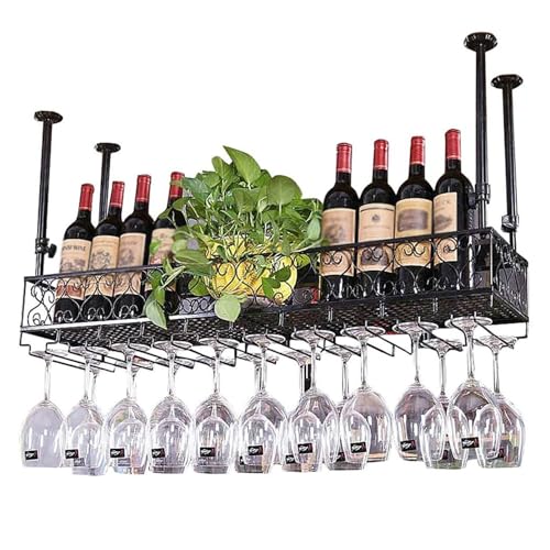 Weinregal Decke Weinglasregal Höhenverstellbares Weinkleidergestell Schwimmender Kelch Weinhalter Hängend Kopfüber Home Weinglas Lagerregal Dekoratives Regal für Bar Küche Kaffee (Co Weinregal Decke Weinglasregal Höhenverstellbares Weinkleidergestell Schwimmender Kelch Weinhalter Hängend Kopfüber Home Weinglas Lagerregal Dekoratives Regal für Bar Küche Kaffee (Co von Generic