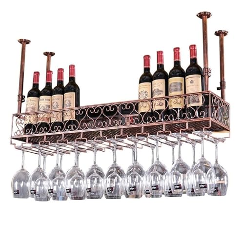 Weinregal Decke Weinglasregal Höhenverstellbares Weinkleidergestell Schwimmender Kelch Weinhalter Hängend Kopfüber Home Weinglas Lagerregal Dekoratives Regal für Bar Küche Kaffee (Co von Generic