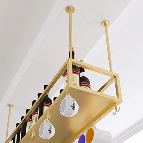 Weinregal Decke und Weinglashalter Metall mit Glashalter Eisen Weinflaschenregal Verstellbarer hängender Weinflaschenhalter Gold (Größe von Generic