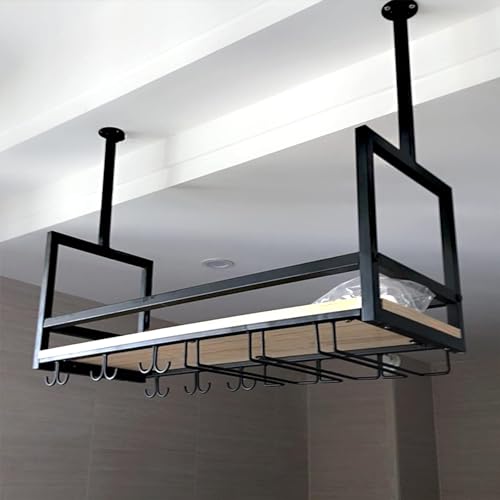 Weinregal Deckenhängender wandmontierter Weinflaschenhalter an der Decke montiertes Weinglasregal aus schwarzem Metall und Weinflaschenregal Weinregal Deckenhängender wandmontierter Weinflaschenhalter an der Decke montiertes Weinglasregal aus schwarzem Metall und Weinflaschenregal von Generic