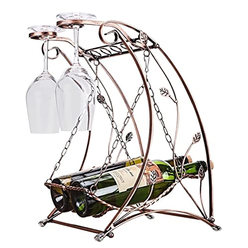 Weinregal Langlebige Schaukel Aufhängung Weinhalter für 2 Gläser und 2 Flaschen Dekorativer Kelch Hängegestell für Schrank/Arbeitsplatte Praktisch Weinregal Langlebige Schaukel Aufhängung Weinhalter für 2 Gläser und 2 Flaschen Dekorativer Kelch Hängegestell für Schrank/Arbeitsplatte Praktisch von Generic