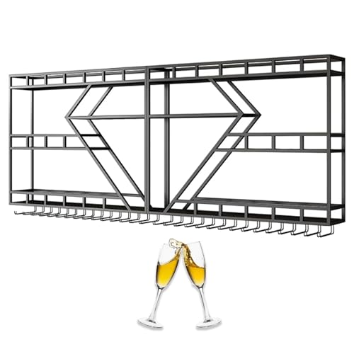Weinregal Liquor Bottle Display Regal mit LED Licht Metall Wandmontage Metall Liquor Floating Shelf 3 Tier Hängende Becher für Home Bar Küche Organizer Dekoration (Farbe: Schwarz Größe: 240x Weinregal Liquor Bottle Display Regal mit LED Licht Metall Wandmontage Metall Liquor Floating Shelf 3 Tier Hängende Becher für Home Bar Küche Organizer Dekoration (Farbe: Schwarz Größe: 240x von Generic