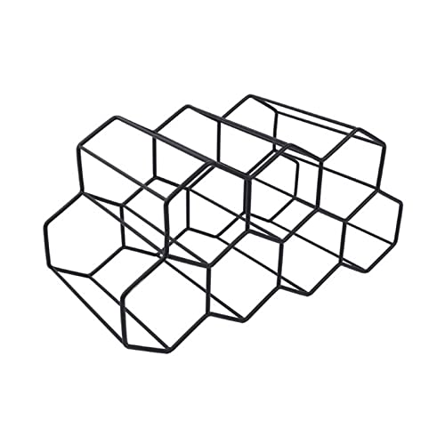 Weinregal Metall Wabe Weinflasche Lagerung Bienenstock Tischplatte Sechseckig 9 Flaschen Weinhalter Display (Farbe: Schwarz) von Generic