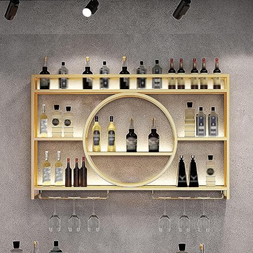Weinregal Moderne Metall Wandmontage Weindisplay Rack Bar Einheit Schwimmendes Regal Wandmontiertes Glasregal Display Stand Weinhalter mit Regal für Home Restaurant Bar (Farbe: Gold B Größe: Weinregal Moderne Metall Wandmontage Weindisplay Rack Bar Einheit Schwimmendes Regal Wandmontiertes Glasregal Display Stand Weinhalter mit Regal für Home Restaurant Bar (Farbe: Gold B Größe: von Generic