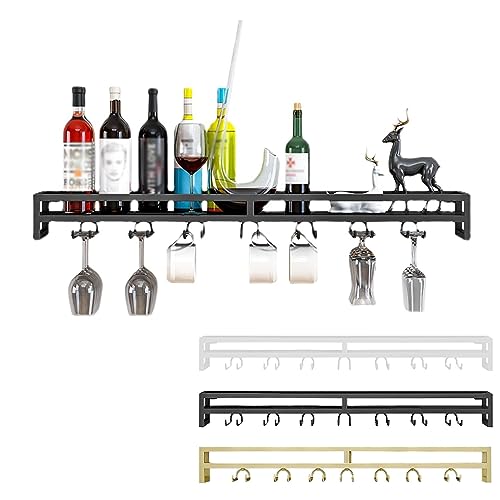 Weinregal Moderne Wandmontierte Metall Weinglas Regal Hängender Kelchhalter Weindisplay Aufbewahrungsregal Schwimmender Weinflaschen-Organizer für Home Bar Küche Café Weinkeller (Farbe: Blac Weinregal Moderne Wandmontierte Metall Weinglas Regal Hängender Kelchhalter Weindisplay Aufbewahrungsregal Schwimmender Weinflaschen-Organizer für Home Bar Küche Café Weinkeller (Farbe: Blac von Generic