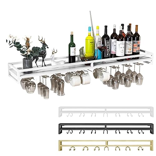Weinregal Moderne wandmontierte Metall Weinglas Regal Hängender Kelchhalter Weindisplay Aufbewahrungsregal Schwimmender Weinflaschen-Organizer für Home Bar Küche Café Weinkeller (Farbe : WHI Weinregal Moderne wandmontierte Metall Weinglas Regal Hängender Kelchhalter Weindisplay Aufbewahrungsregal Schwimmender Weinflaschen-Organizer für Home Bar Küche Café Weinkeller (Farbe : WHI von Generic