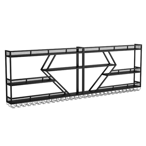 Weinregal Moderner wandmontierter Glashalter Bareinheit Schwebendes Regal mit LED-Lichtmetallflaschenhalter Wandmontiertes Barregal Multifunktionaler Weindisplay-Aufbewahrungshalter für Küch Weinregal Moderner wandmontierter Glashalter Bareinheit Schwebendes Regal mit LED-Lichtmetallflaschenhalter Wandmontiertes Barregal Multifunktionaler Weindisplay-Aufbewahrungshalter für Küch von Generic