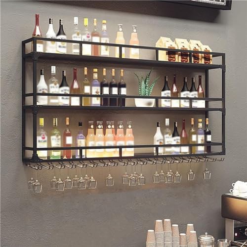 Weinregal Modernes Metall Weinregal mit Weinglashalter Wandmontiertes Weinglasflaschenregal Wandmontiertes industrielles Barregal für Home Restaurant Bar (Farbe: Schwarz Größe: 100 * 2 Weinregal Modernes Metall Weinregal mit Weinglashalter Wandmontiertes Weinglasflaschenregal Wandmontiertes industrielles Barregal für Home Restaurant Bar (Farbe: Schwarz Größe: 100 * 2 von Generic