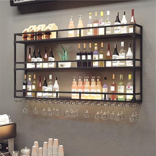 Weinregal Modernes Metall Weinregal mit Weinglashalter Wandmontiertes industrielles Barregal Wandmontiertes Weinglasflaschenregal für Home Restaurant Bar (Farbe: Schwarz Größe: 100 * 2 Weinregal Modernes Metall Weinregal mit Weinglashalter Wandmontiertes industrielles Barregal Wandmontiertes Weinglasflaschenregal für Home Restaurant Bar (Farbe: Schwarz Größe: 100 * 2 von Generic